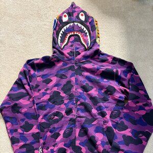 BAPE Purple Color Camo Shark WGM Zip Hoodie | A Bathing Ape